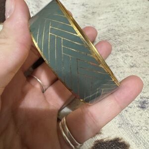 J. Crew Gold and Green Chevron Bracelet